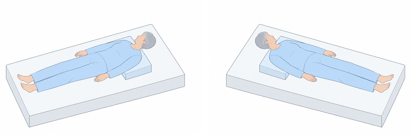 The same position for the right ear and for the left ear, mirrored
